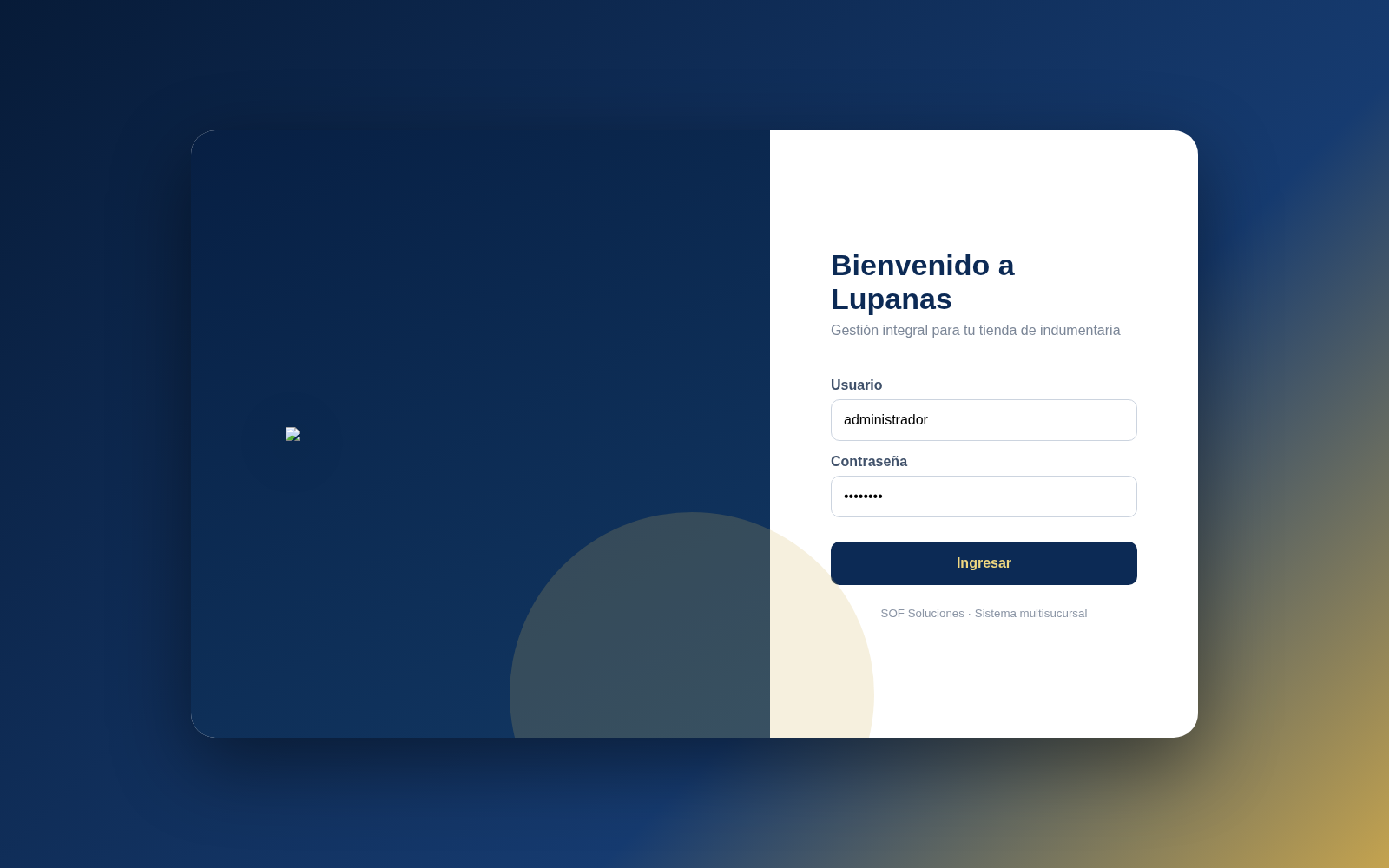 Captura principal de LUPANAS · Gestión de Tienda